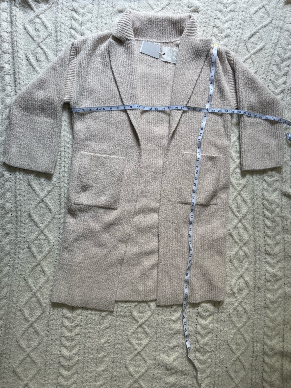 Barefoot Dreams Sand Dune Pink Cotton Ribbed Cardigan Large XL - Picture 8 of 16